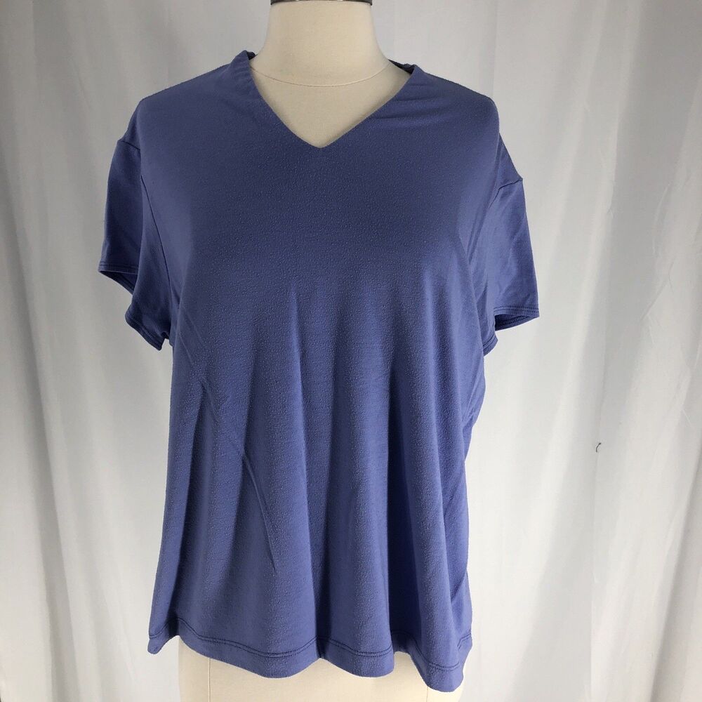 COLDWATER CREEK Periwinkle V-Neck T-Shirt Tee Large